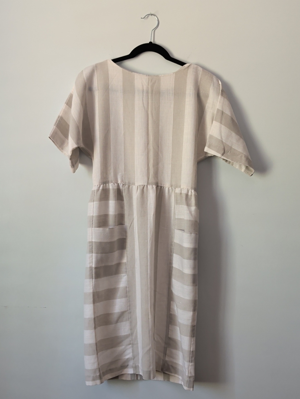 Vintage Beige and Cream Striped Midi Dress